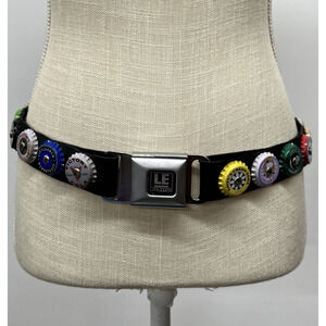 Little Earth Bottle Cap Seatbelt Buckle Belt Y2K Rubber Soda Cola Adjustable